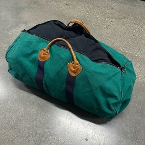 L.L. Bean Rare vintage 80s Green Canvas Duffel Bag Broken Zipper